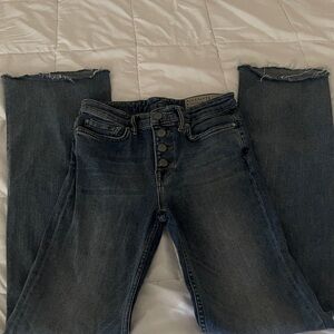 All Saints Blue Flare & Wide Leg Jeans, the legs are trimmed